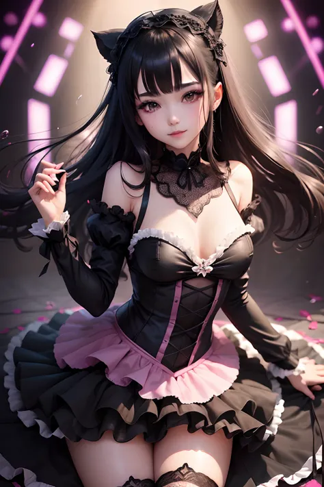 maid clothes、Black straight twinte hair、Hair Inner Hair Color Pink、masturbation、A sexy、Glamour、Gothic lolita、A slight smil、A sexy、Normal mesh、独奏、Glamorous、perspiring、splash water、light、gotik、wretched、17 age、Black Knee High Socks、garters、panthyhose、be shy、C...