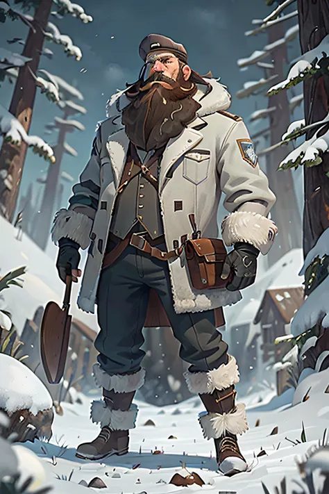 Arctic Sheriff，It is mainly grayish and white，Wear a lot，Have a beard