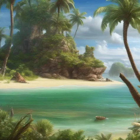 deserted island, masterpiece, super detail, best quality