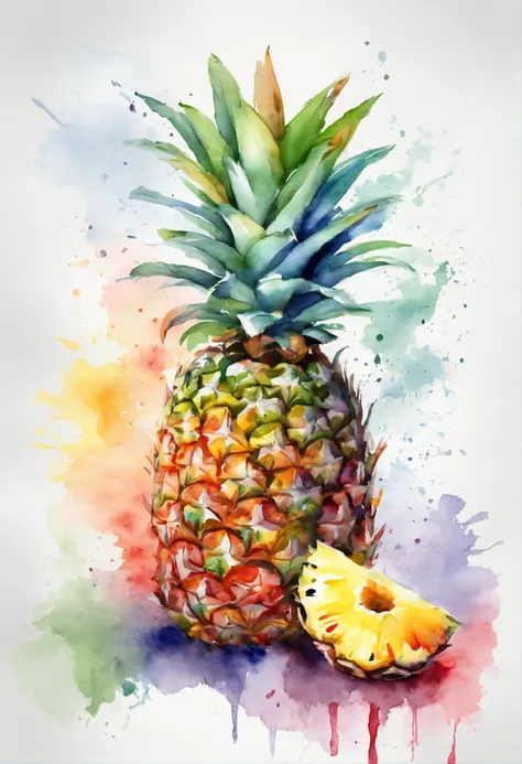 Watercolor for t-shirt design, pineapple