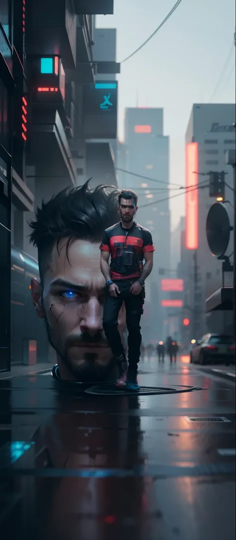 4k ultra, realistic, cyberpunk, man face,