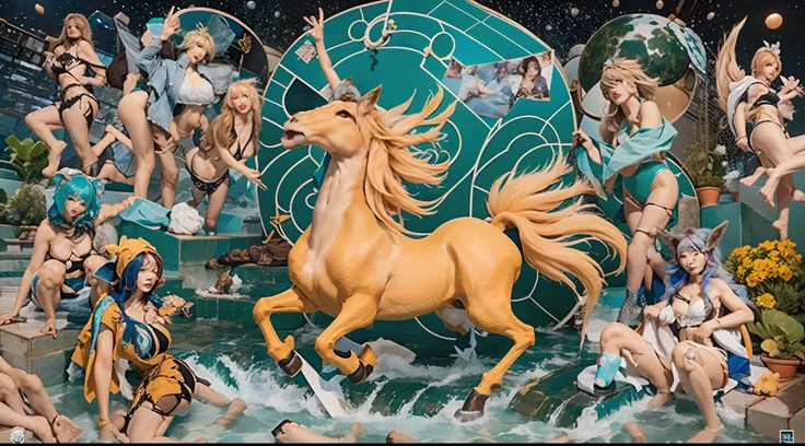 In the beautiful illustration of this super-grand scene，The ultra-distant lens shows us（Over eight unique centaur characters：9.9），（Traveling through the stars：9.9），They all have their own characteristics，Vivid and interesting。Radiant from the heavens（angel...