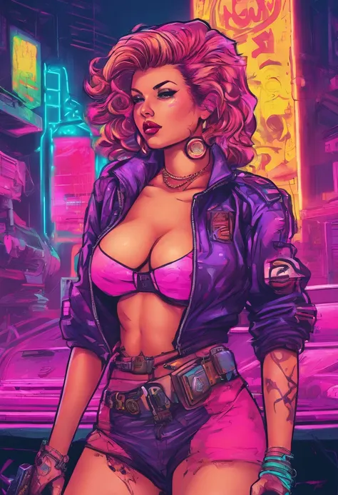 Big breasts bombshell,hot,nsfw,busty,curvy,gothic, Graffiti art