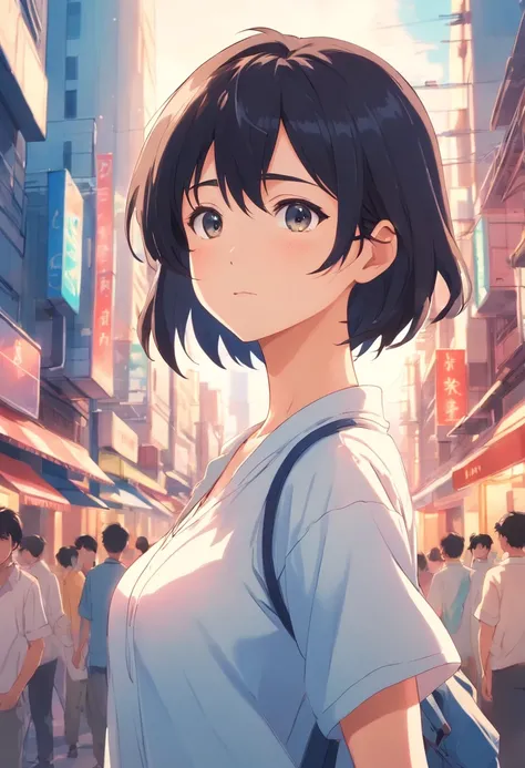 Male college students wear white shirts，male people，style of anime，CG，The expression is cold，busts，No hats，wears glasses，emaciated，Asian people，No muscle，no facial hair，with short black hair