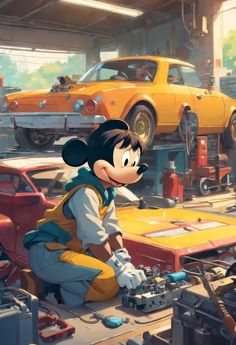 Masterpiece Mickey Mouse as a mechanic who repairs cars, Perfect body, Perfect head,  hard disk