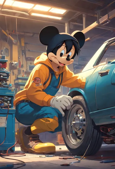 Masterpiece Mickey Mouse as a mechanic who repairs cars, Perfect body, Perfect head,  hard disk