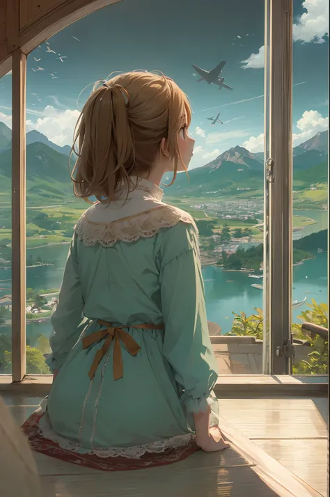 a girl looking at the scenic view