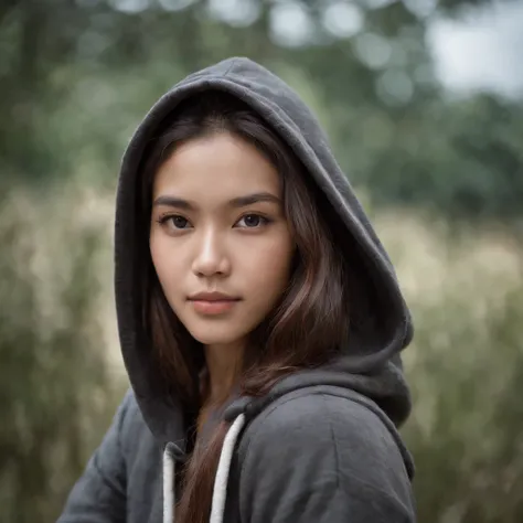 beautiful indonesian slim college girl, wearing hoodie, looking at viewer, portrait, hyper detailed POV, by lee jeffries, nikon d850, film stock photograph ,4 kodak portra 400 ,camera f1.6 lens ,rich colors ,hyper realistic ,lifelike texture, dramatic ligh...