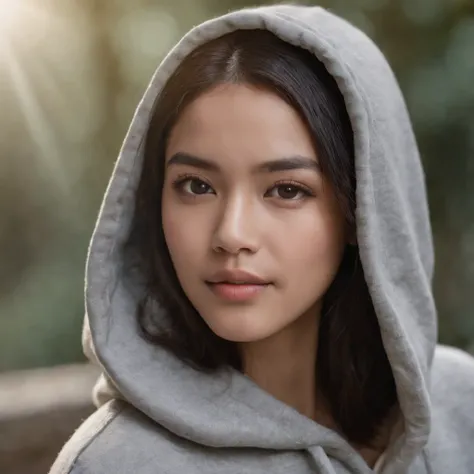 beautiful indonesian slim college girl, wearing hoodie, looking at viewer, portrait, hyper detailed POV, by lee jeffries, nikon d850, film stock photograph ,4 kodak portra 400 ,camera f1.6 lens ,rich colors ,hyper realistic ,lifelike texture, dramatic ligh...