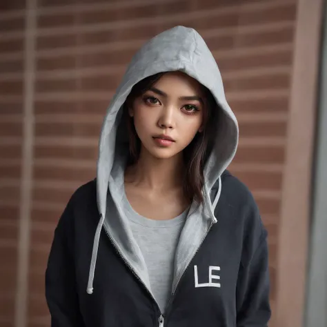 beautiful filipino slim college girl, wearing hoodie, looking at viewer, portrait, hyper detailed POV, by lee jeffries, nikon d850, film stock photograph ,4 kodak portra 400 ,camera f1.6 lens ,rich colors ,hyper realistic ,lifelike texture, dramatic lighti...