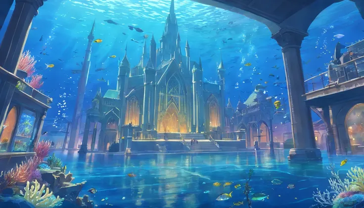 Underwater city　Europe　medieval times　the reef　Sea life