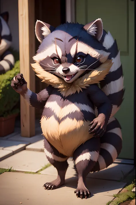 character, racoon, happy