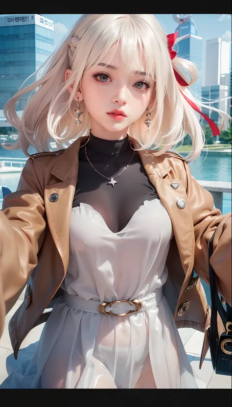 best quality, ultra high res, (photorealistic:1.4), 8k resolution, girl, (silver hair:1.3), (realistic hair:1.2), (Korean girl:1.2), (realistic eyes:1.2), (beauty face:1.3), perfect body, white pale skin, big breast, cleavage, , (eyes looked up:1.3), (wet ...