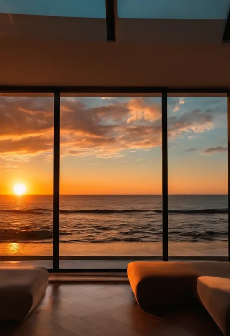 /imagien ar 16:9 sunset from your home 8k resolution panoramic window overlooking the ocean