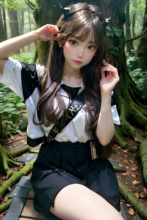 ln the forest，teens girl，insects，exoskeleton