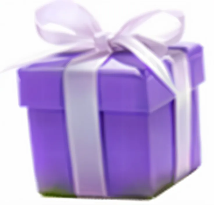 Purple gift box with white ribbon and bow on white background, Gifts, gifts, giving gifts to people, purple, Award-Awarded, hyper realisitc, some purple, purple color-theme, purple ribbon, childrens, Purple glow, wrapped, arte renderizada, festivity, Sharp...