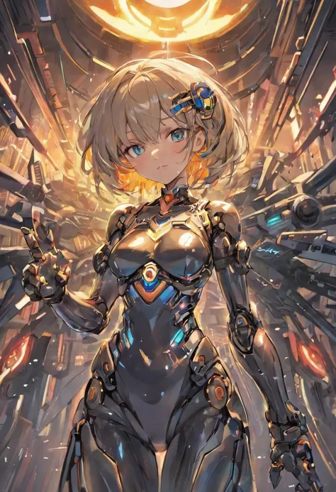 Um close up de uma mulher em um traje futurista com uma arma, oppai cyberpunk, biomechanical oppai, garota em mecha cyber armor, menina ciborgue bonito, garota de anime cyberpunk mech, garota android perfeita, linda menina ciborgue, Ross Tran 8 K, anime ro...