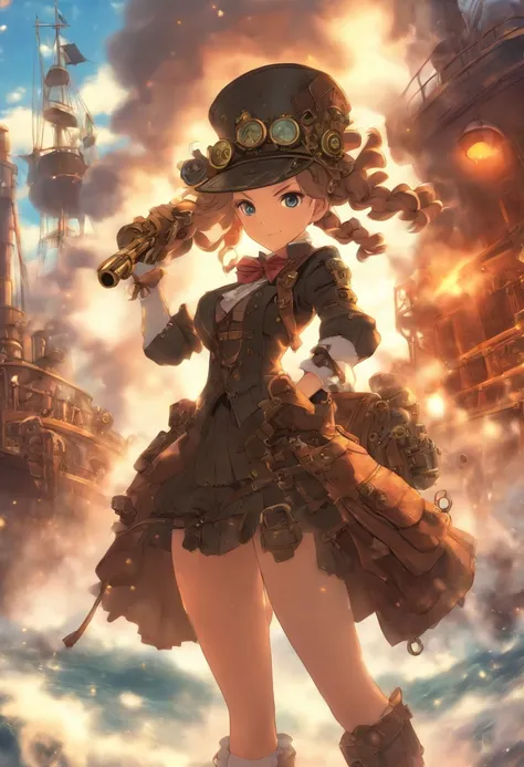 steampunc、hi-school girl、rifle、Steamships