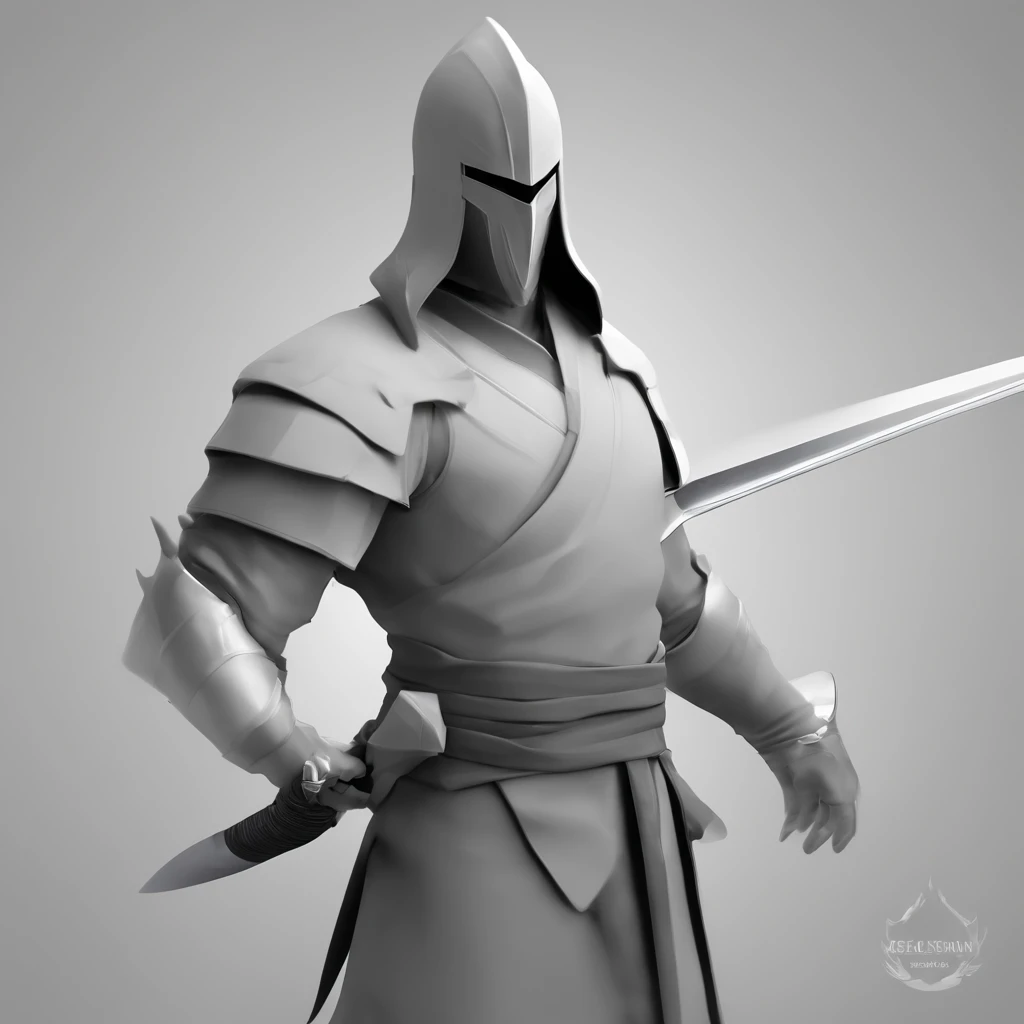 3d character bust of a swordsman, character concept, hand drawn cartoon illustration, Solid and vivid background, Fine, detailed scale, Soft lighting, game character, upper body, Created by Lois Van Barl and Reusch and Ross Tran and Ross Drås and Sam Yang ...