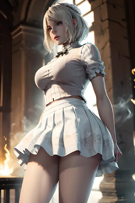 ashley in white skirt standing still