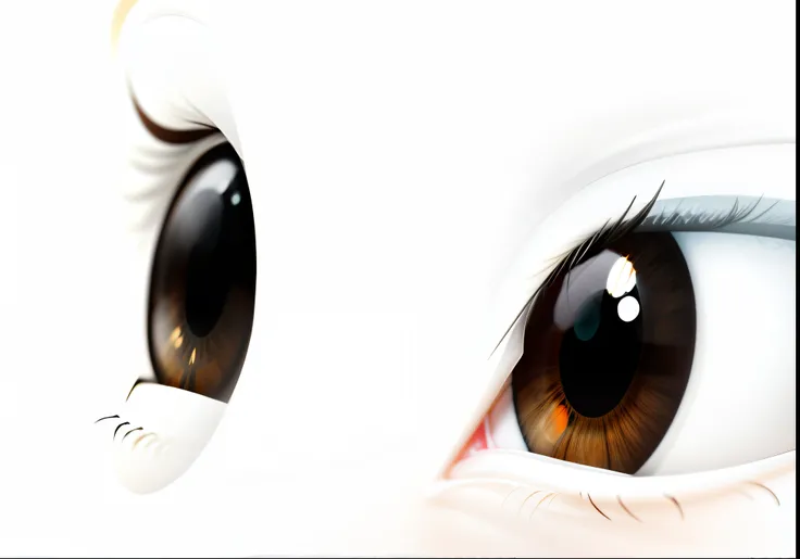 eyeball，brownish colors,adolable，Rounded，white backgrounid，