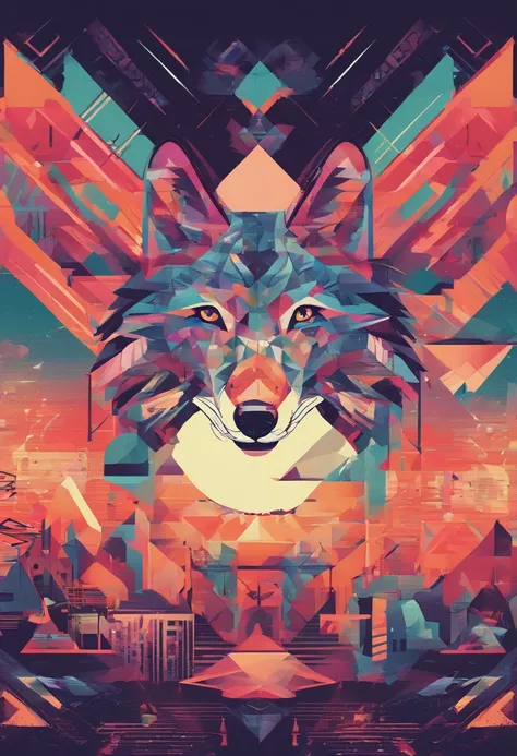 (nvinkpunk:1.2) (snthwve style:0.8) wolf, anthro, lightwave, sunset, intricate, highly detailed