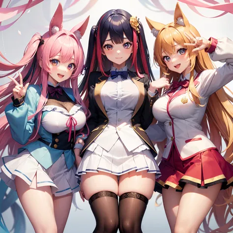 harems、Multiple girls are depicted、multicolored hair、Colossal tits、Beautiful girls、top-quality、A smile、Beautiful girls、​masterpiece、High-definition images、hiquality、Happy girls、Perfectly cropped face、校服、blazers、