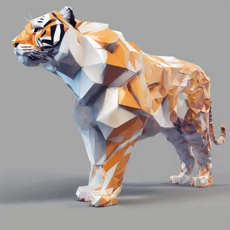 Perfect alignment, Cute little tiger in jacket， Wearing sunglasses, cheerfulness, Standing position, Abstract beauty, Center to show a sideways composition,3 d model，Clay material，solidcolor，nearing perfection, Dynamic, Highly detailed, smooth, Sharp focus...