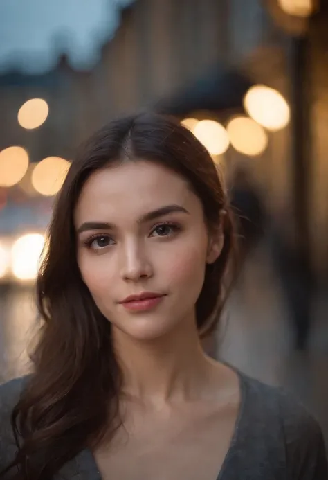 Girl on a rainy night，Front lens，Street background （Close-up Shot Shot：1.6），best qualtiy，f / 1 HD photography T bokeh，Depth of field Macro The atmosphere is sad