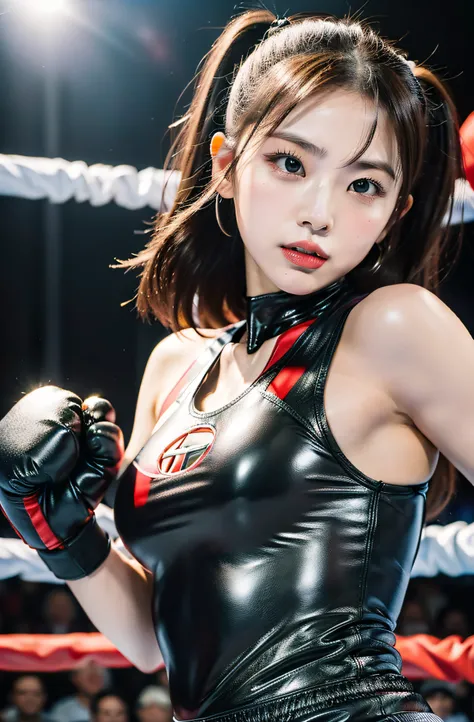 Content: Vivid and realistic image of Eri Kamei dressed in a boxing costume standing in a boxing ring. She wears boxing gloves、、Ready to fight. In the background、A bright boxing ring with ropes and cheering spectators is on display.
Medium: Photography.
St...