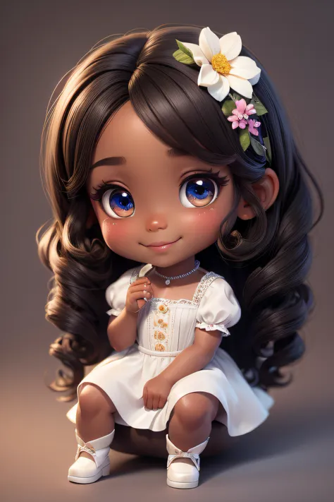 chibi 1 african children dark brown skin:5, cute smile, sitting ((full body))) "various emotions" realistic shadows, sparkling e...