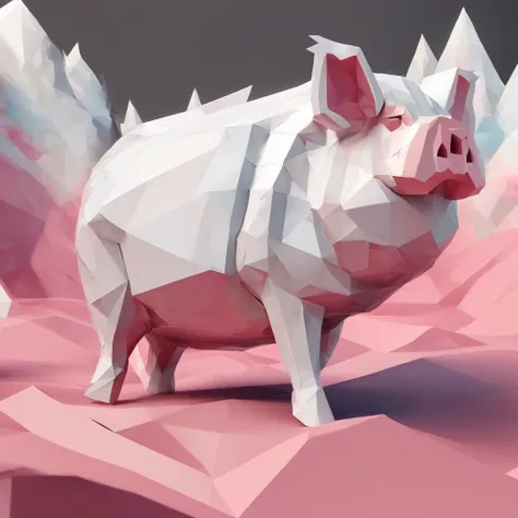 Perfect alignment, Cute piggy Miyazaki style，Stand in a curved position, Abstract beauty, Sideways composition，Displays the center of the landscape composition,3 d model，Clay material，solidcolor，nearing perfection, Dynamic, Highly detailed, smooth, Sharp f...