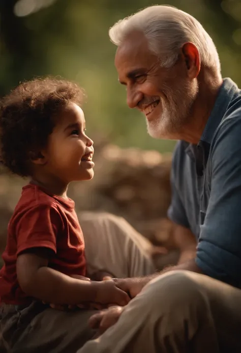 Portrait of a father: loving eyes, kind smile, wise and gentle face, strong hands, comforting presence, proud fatherly gaze, warm and caring expression, vibrant personality, fatherly love, responsible and dependable, protective and supportive, bond with ch...