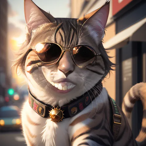 cat wearing sun glasses gucci , photorealistic, 4K, ultra detailed, vray rendering, unreal engine, midjourneyart style