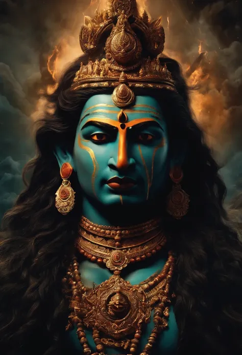 Baba Kaal Bhairav, the fiercest form of Lord Shiva, Hyper-realistic, intricate details, Cinematic Lighting, DC Poster like Feel