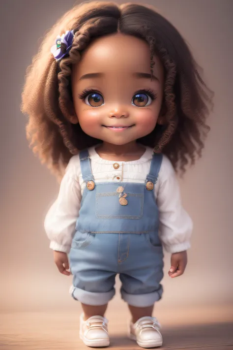 chibi 1 African children dark brown skin:5, cute smile, jumping ((full body))) "(playing the piano)" realistic shadows, sparkling eyes, detailed skin, slightly sparkling light brown eyes, pose for photo, long black hair and curly, flowers in hair, rapunzel...