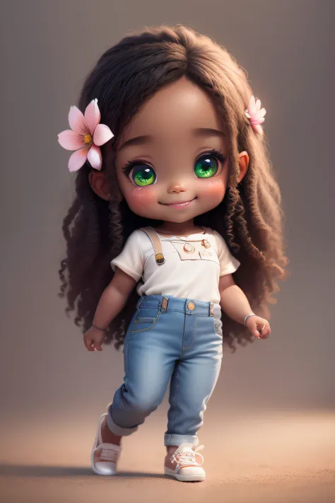 chibi 1 african children dark brown skin:5, cute smile, dancing ((full body))) "(playing drums)" realistic shadows, sparkling ey...