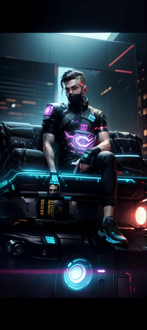 Change Background Cyberpunk Handsome boy, Realistic Face, Ultra Realistic Ai, Ultra