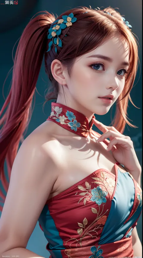 (Best quality,4K,8K,A high resolution,Masterpiece:1.2),Ultra-detailed,(Realistic,Photorealistic,photo-realistic:1.37),Delicate depiction of cherry blossom motif on traditional Chinese gauze dress, Dynamically capture Tai Chi elements, Flowing fabric, vivid...