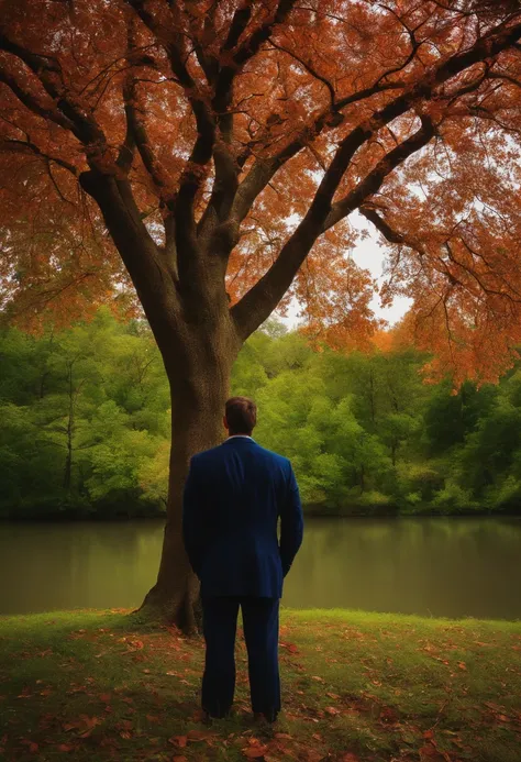 A man standing front of tree