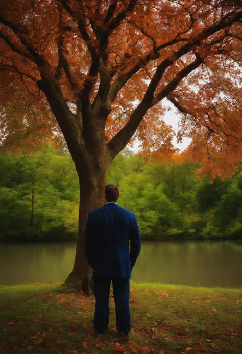 A man standing front of tree