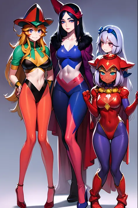 harle_\(chrono_cross\), facepaint, red_leotard, blue see-through harem_pants, jester_cap, pawg,