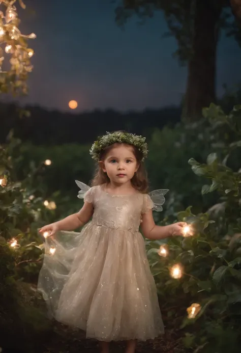 6 YEAR OLDS DRESSED AS FAIRIES, NIGHTTIME, NATURE, MOONLIGHT, 8K, detailed matte painting, deep color, fantastical, intricate detail, splash screen, complementary colors, fantasy concept art, 8k resolution trending on Artstation Unreal Engine 5,upper body