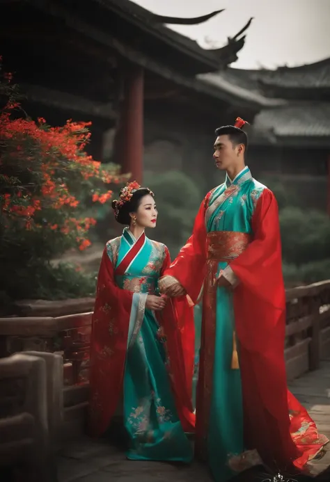 A couple wearing Chinese Hanfu