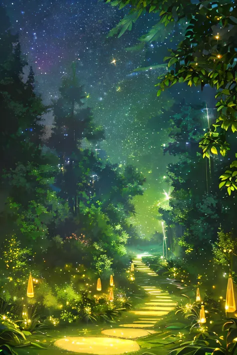 sparkling fireflies in an enchanted maze, followed by magical snails,highest quantity fireflies and snails,beautiful glowing fireflies and snails,scenic enchanted maze,starry night sky,fairy tale atmosphere,colorful and vibrant,magical and mesmerizing,soft...