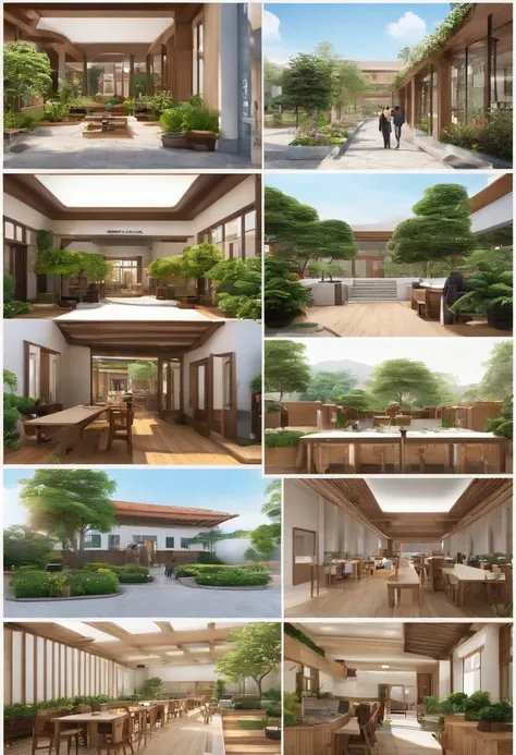 (Boys use VR、AR、cameras、camera、Painting related elements、UAVs、mapping tools, etc))Character drawing items to take pictures and draw Japanese anime campuses，2022 style，There are flowers and trees around，There are four academic buildings in the center of the...