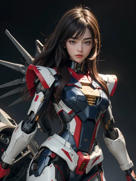 Textured skin, Super Detail, high details, High quality, Best Quality, hight resolution, 1080p, Gorgeous beauty、Girl with Beautiful Mecha Body、(Gundam) Girl with robot body