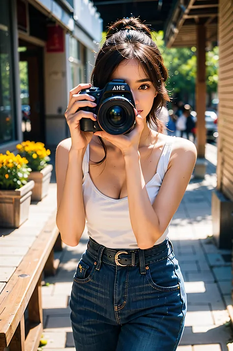 Arafe taking pictures of women taking pictures with camera, waist - shot, womens pictures, Professional DSLR Photography, Photography], Have a DSLR camera, DSLR photo, dslr 5 0 mm portrait photo, DSLR photo, DSLR photoshoot, DSLR photo, Digital SLR, Photog...