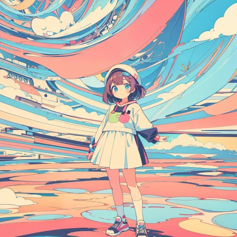 hightquality、A logo、colorful backdrop、Kawaii Girl