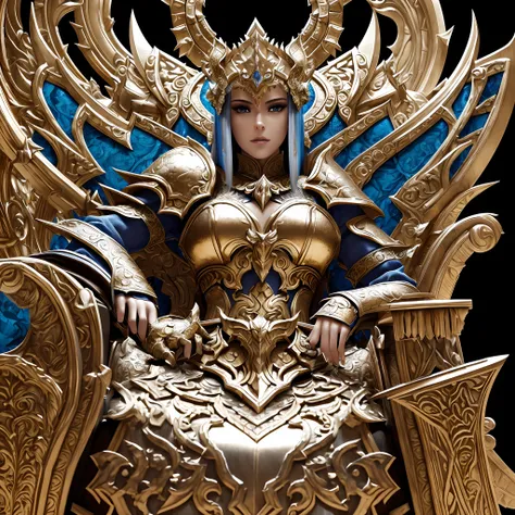 Emperatriz dragon (total war Warhammer) shiny armor, brave, subtle narrative, enigmatic atmosphere, atmospheric perspective, fluid movement, ethereal quality, solo, low fantasy, vivid brushstrokes, striking composition, psychedelic images, sitting in her t...